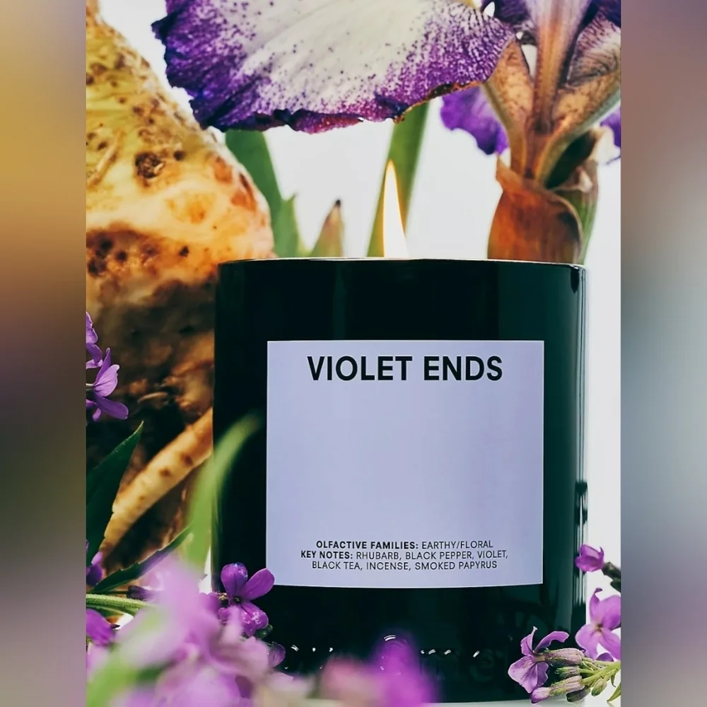 ❤️BUY 2 GET 1 FREE  Boy Smells Violet Ends Boxed Glass Candle, Retail $48.00 USD
